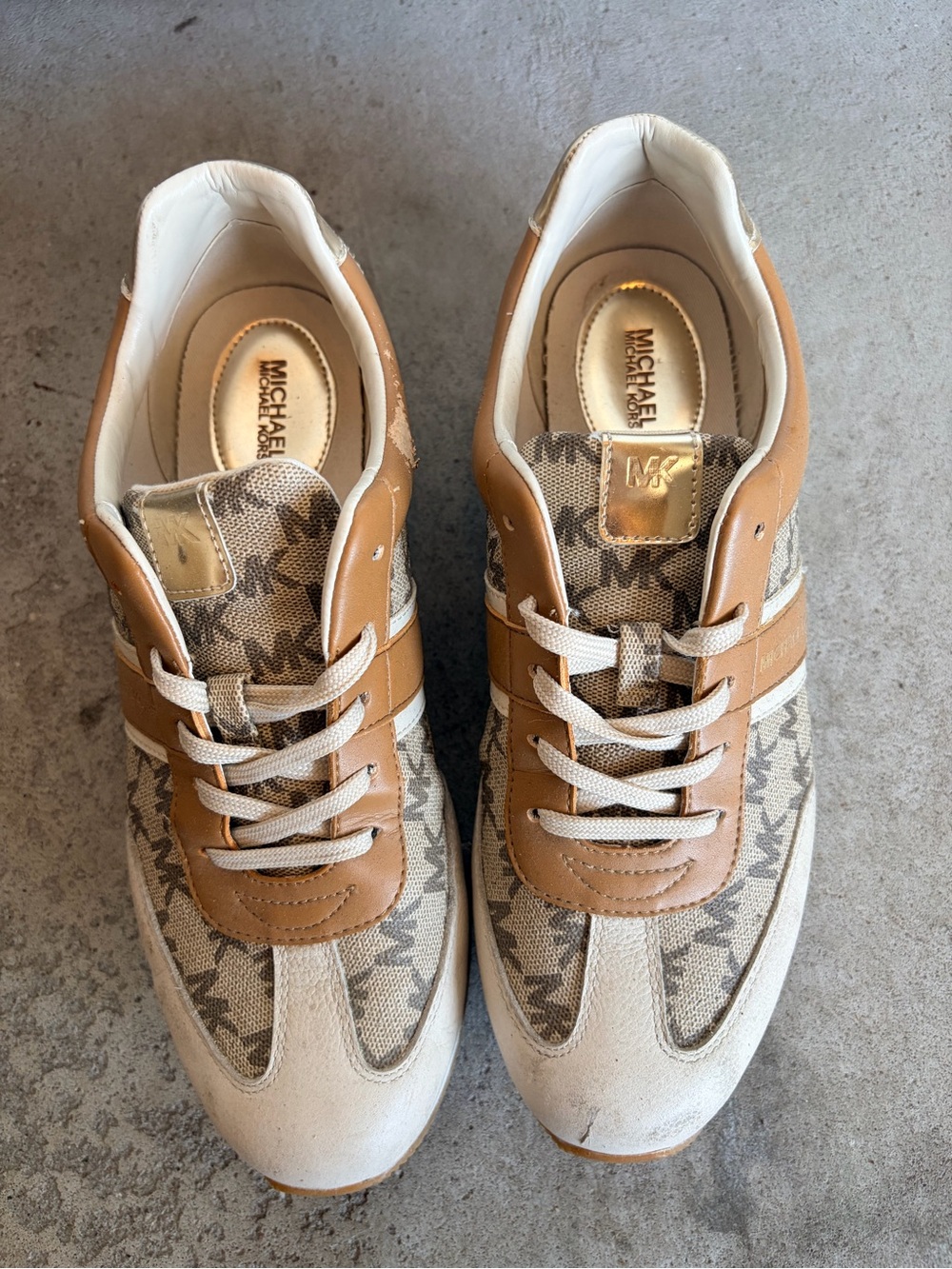 Michael Kors Tan & Cream MK Monogram Sneakers